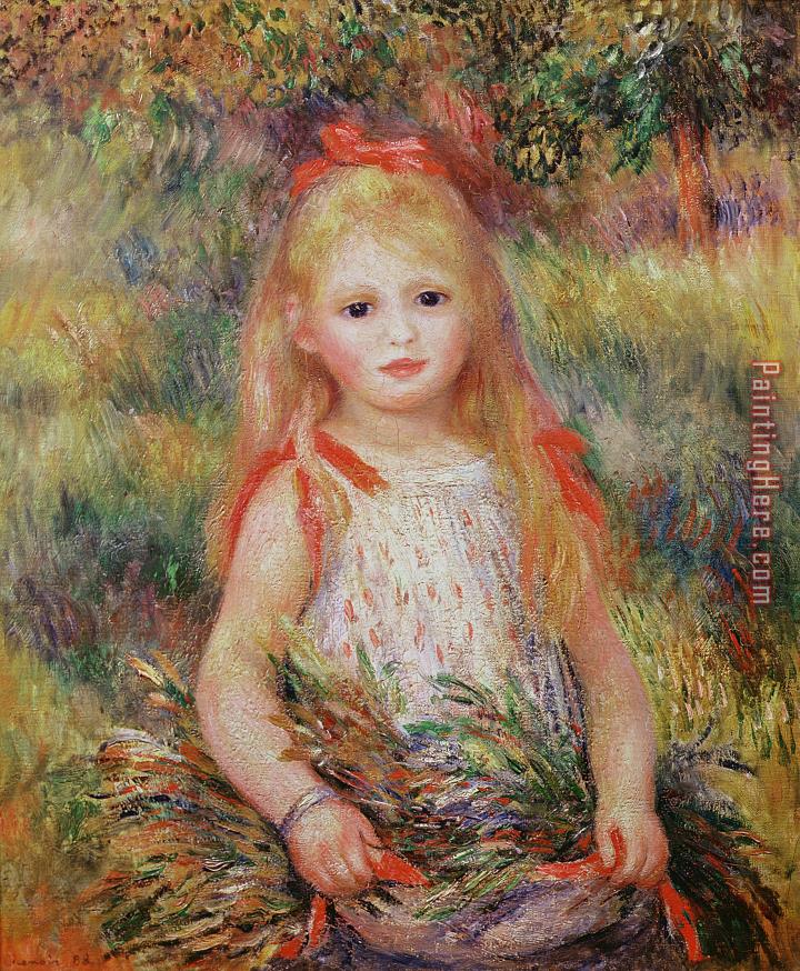 Pierre Auguste Renoir Little Girl Carrying Flowers